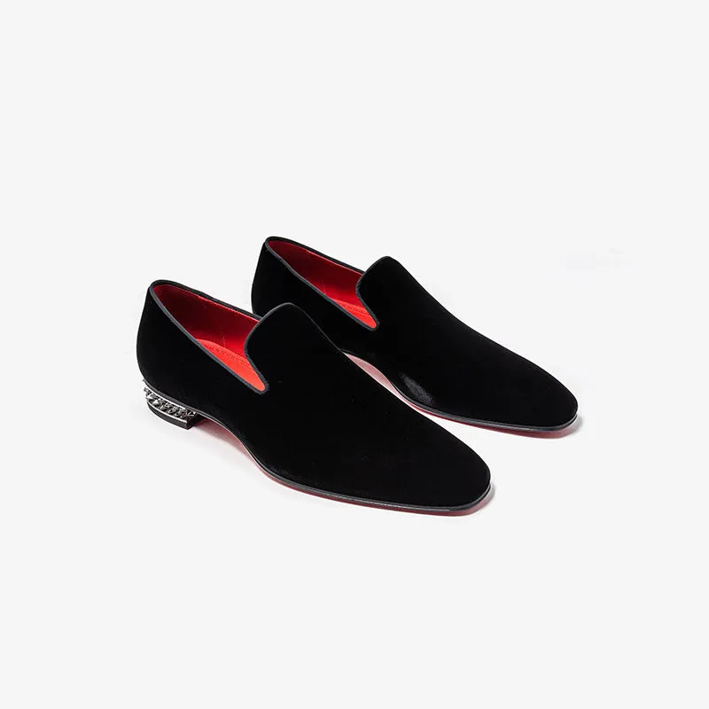 Rock 'n' Roll Velvet Loafers with Silver Spikes