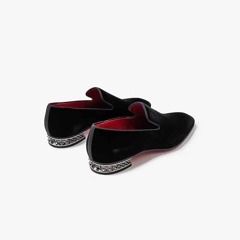 Rock 'n' Roll Velvet Loafers with Silver Spikes