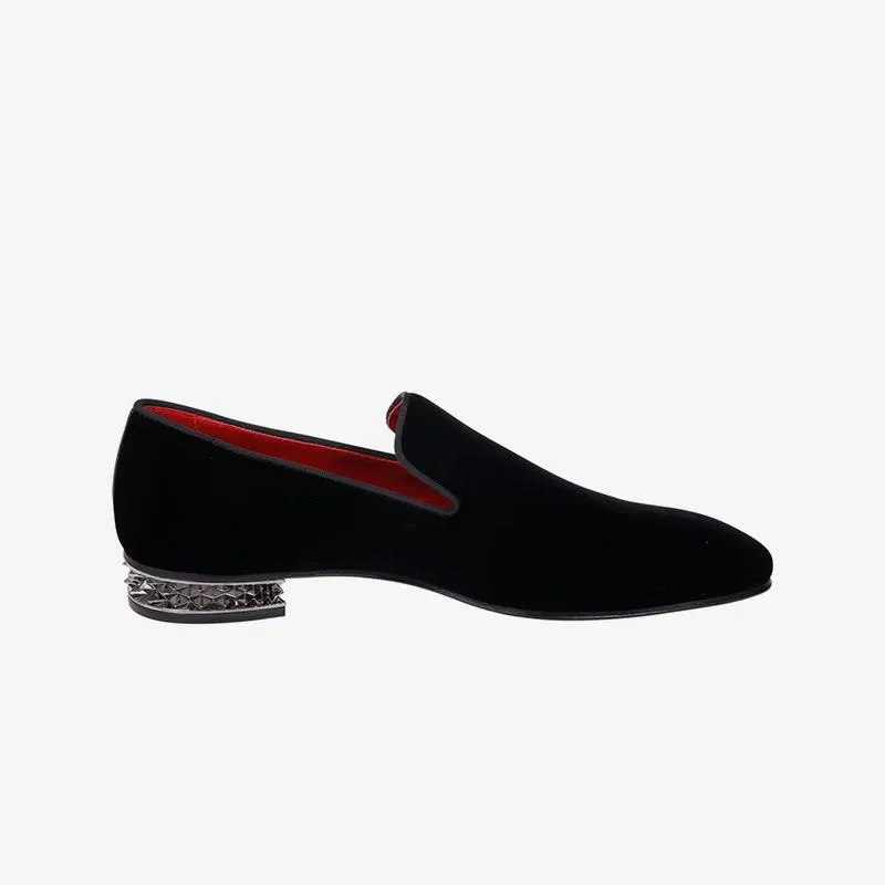Rock 'n' Roll Velvet Loafers with Silver Spikes