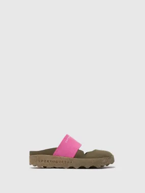 Round Toe Mules CANA MILITARY GREEN