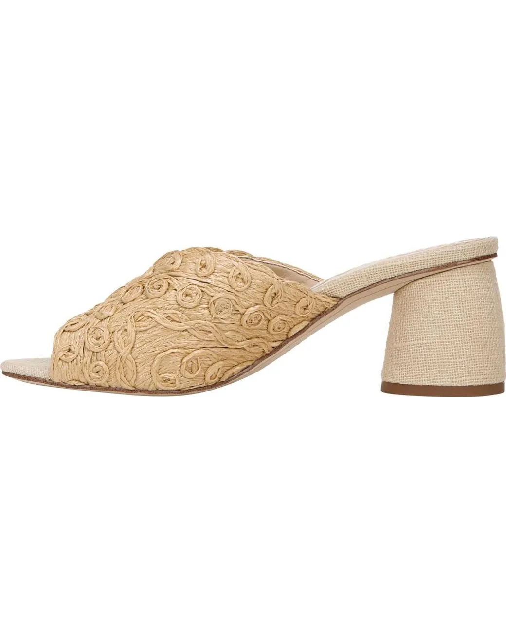 Sam Edelman Sareen Natural Nude Woven Raffia Open-Toe Block Heeled Mule Sandals