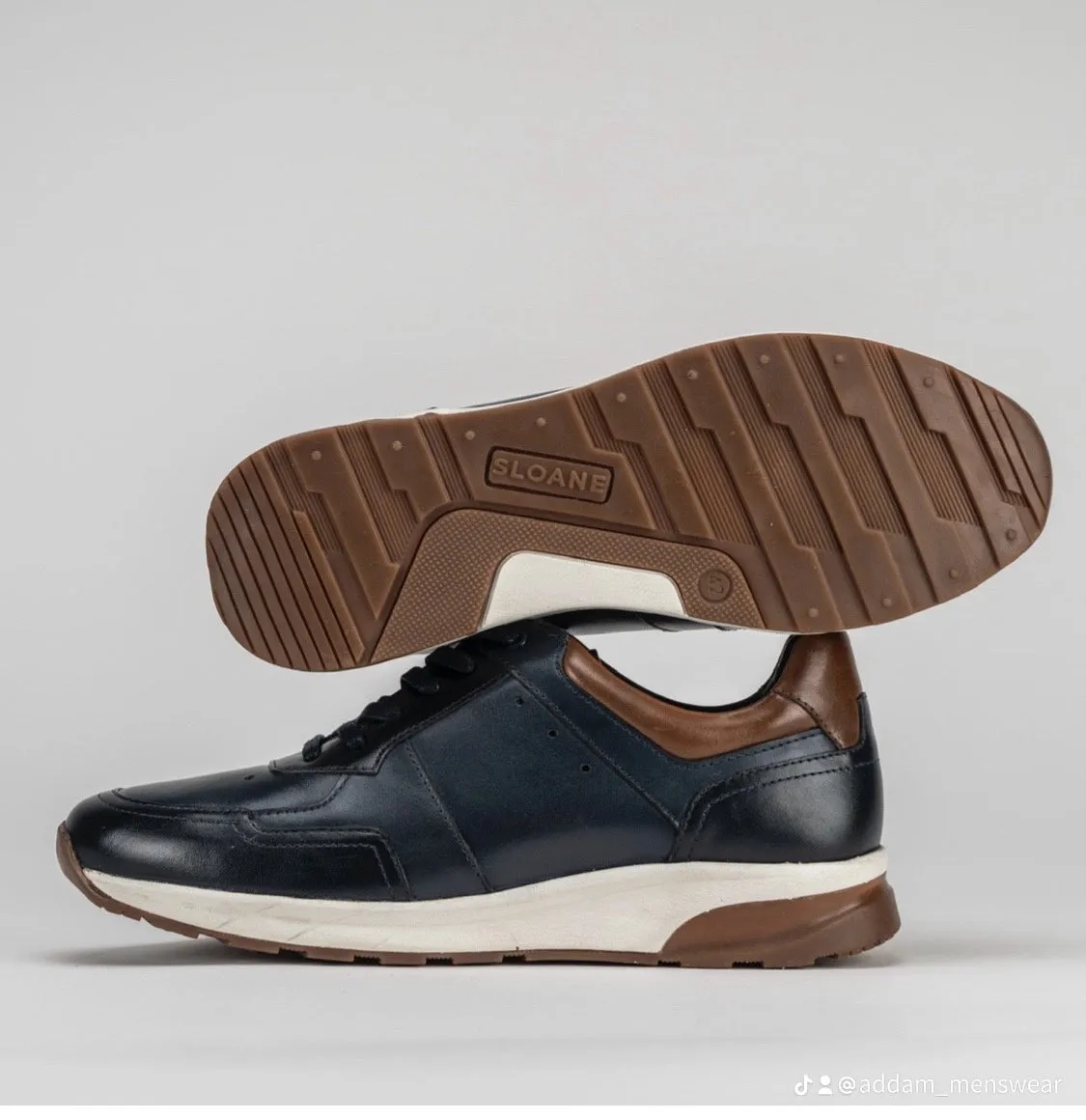 Sloane Mens Max Leather Trainers Navy
