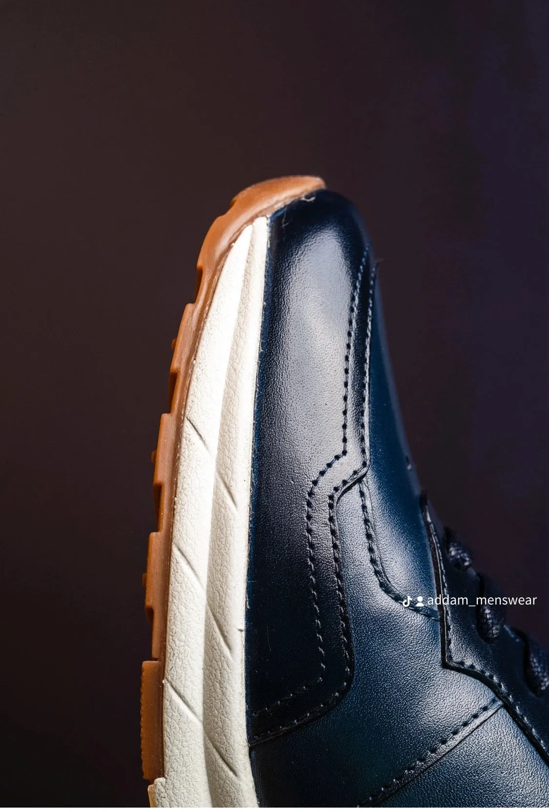 Sloane Mens Max Leather Trainers Navy