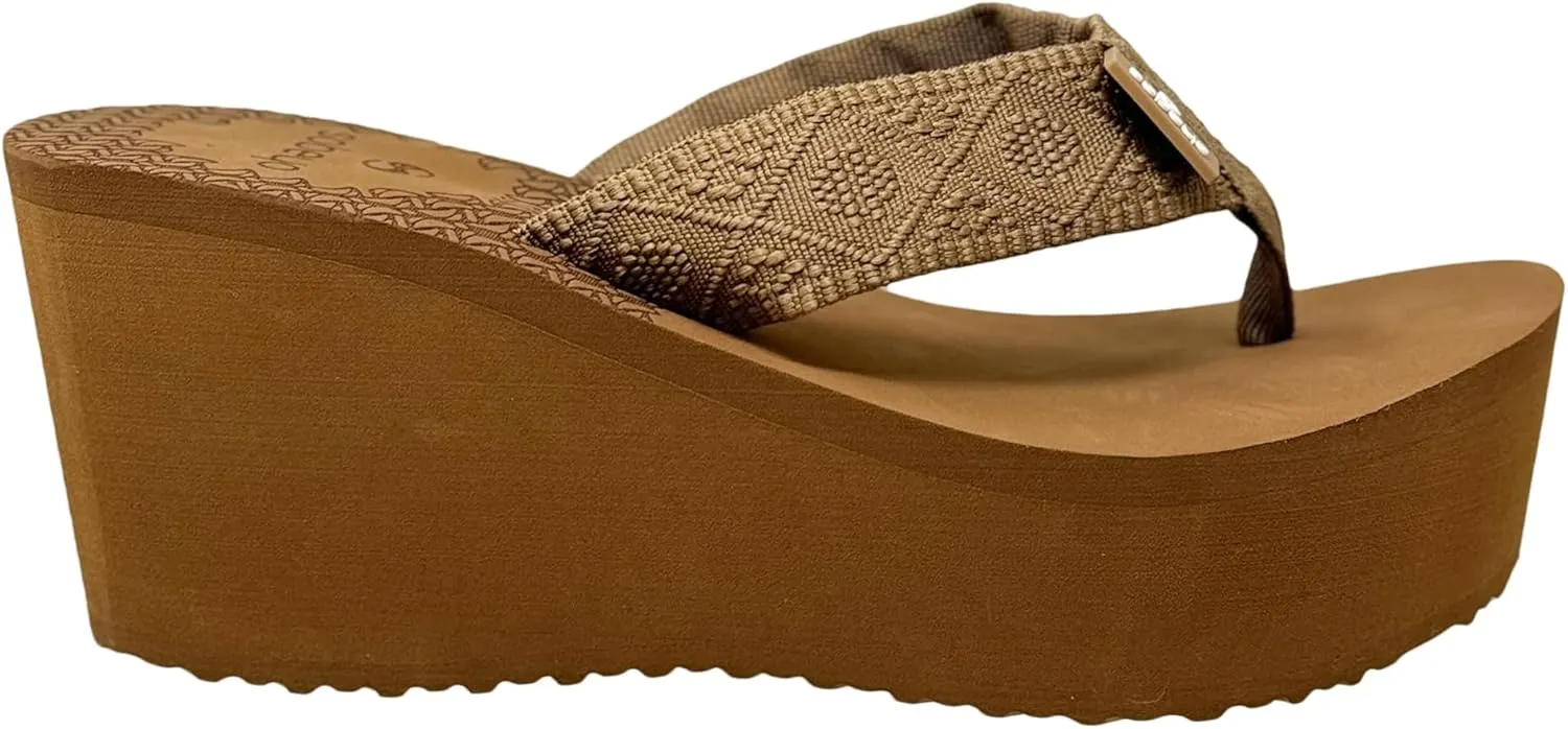 SOBEYO Women's Wedge Platform Sandals EVA Soft Light-Weight Sole Flip Flop Thong