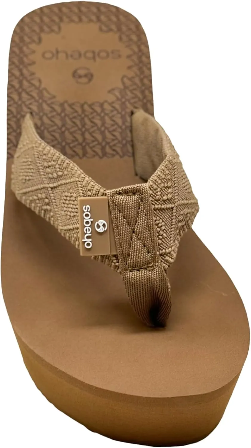 SOBEYO Women's Wedge Platform Sandals EVA Soft Light-Weight Sole Flip Flop Thong
