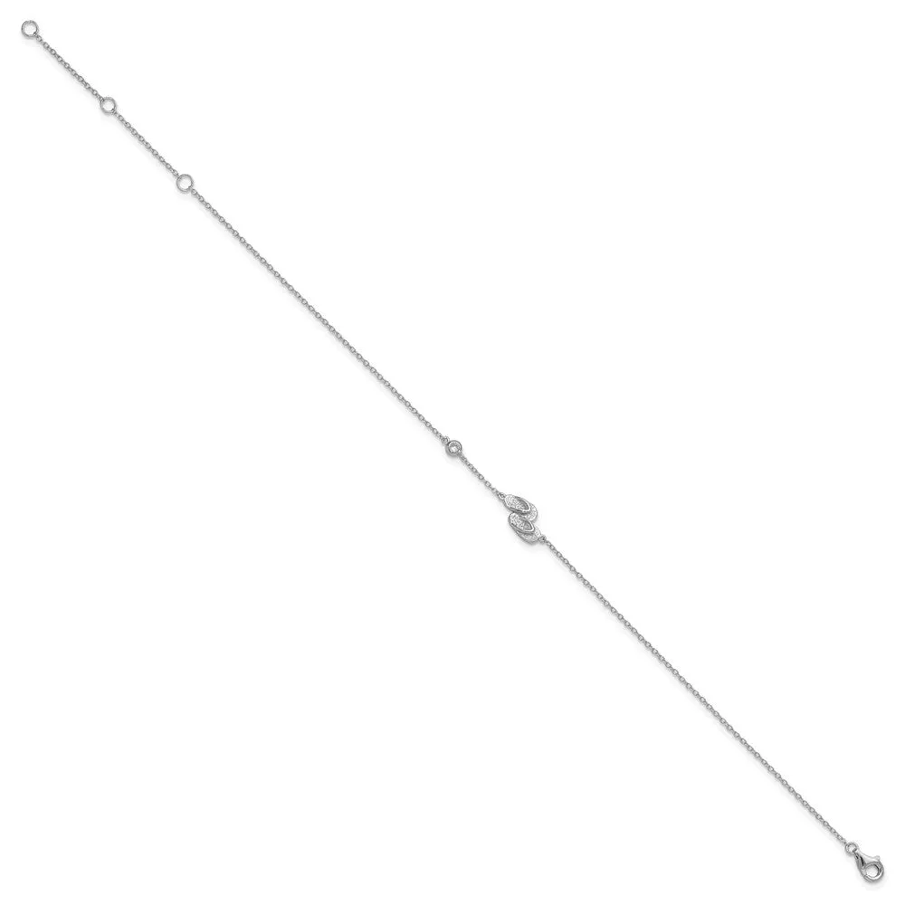 Sterling Silver Cubic Zirconia 11-inch Flip Flops Anklet