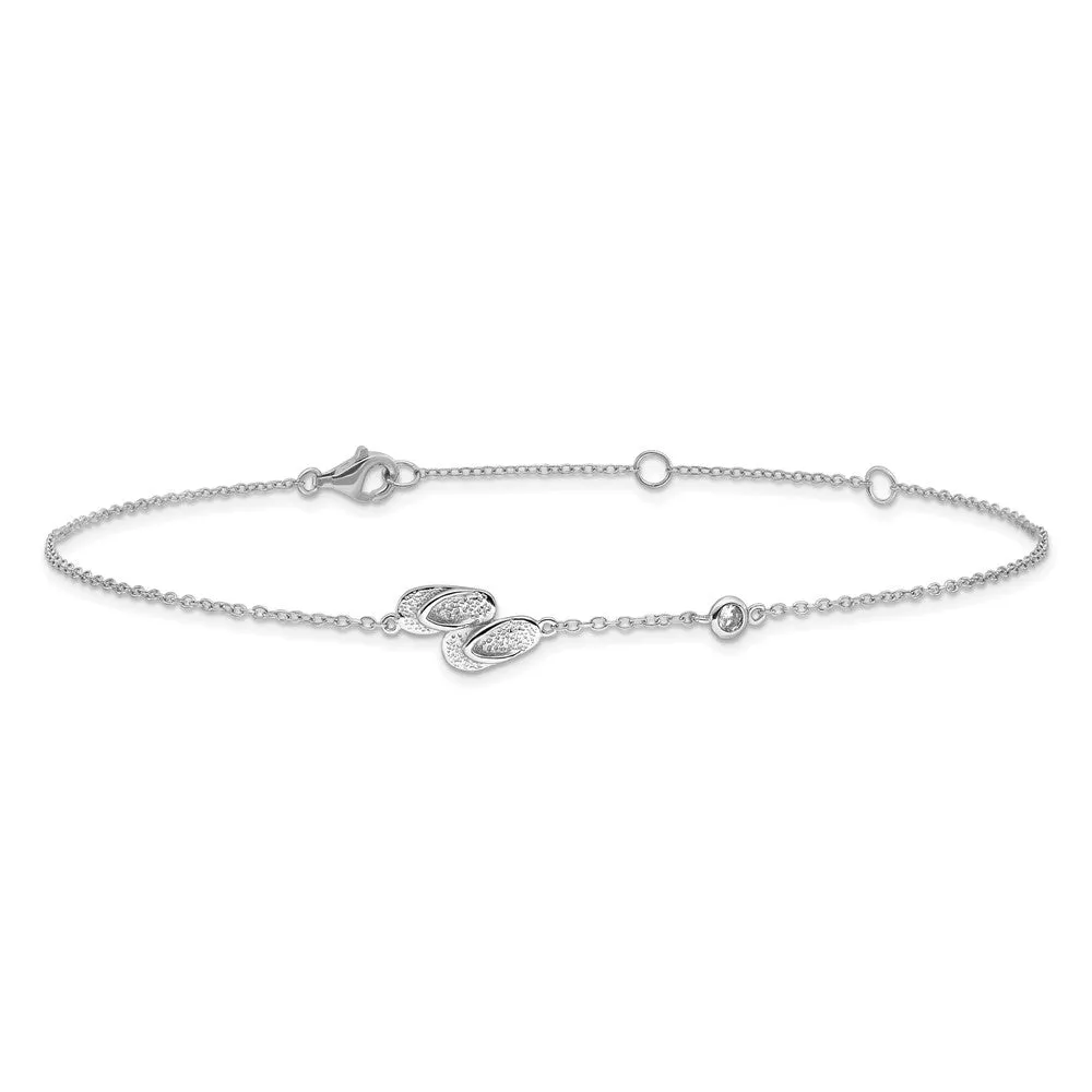 Sterling Silver Cubic Zirconia 11-inch Flip Flops Anklet