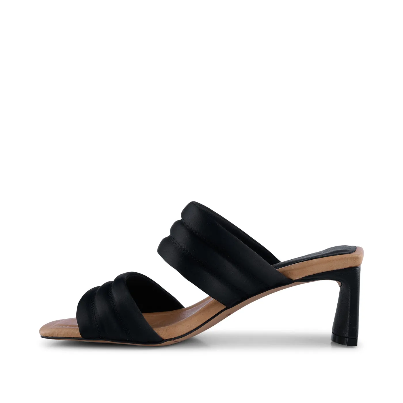 Sylvi hæl tekstil - BLACK SATIN