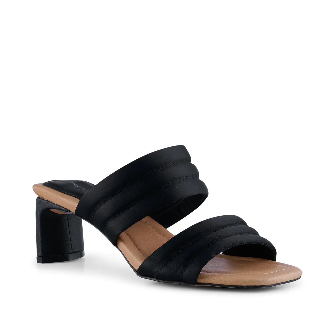 Sylvi hæl tekstil - BLACK SATIN