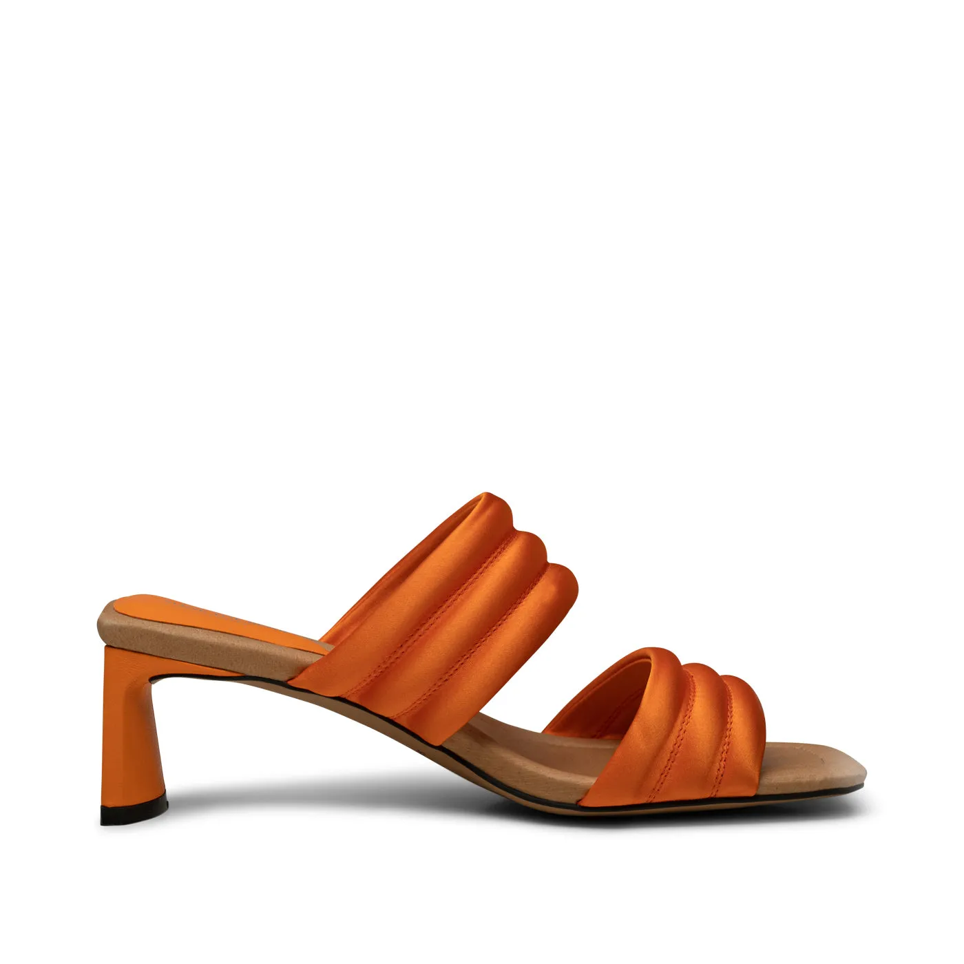 Sylvi hæl tekstil - ORANGE SATIN