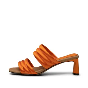 Sylvi hæl tekstil - ORANGE SATIN