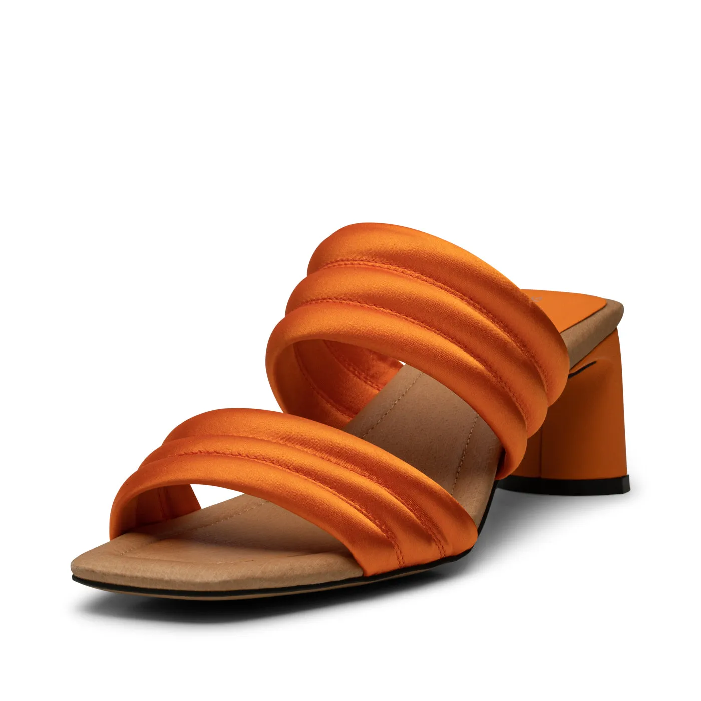 Sylvi hæl tekstil - ORANGE SATIN