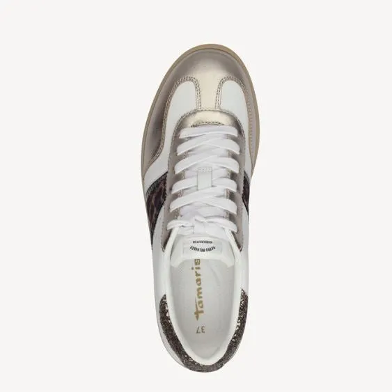 Tamaris Animal Print and White Trainer