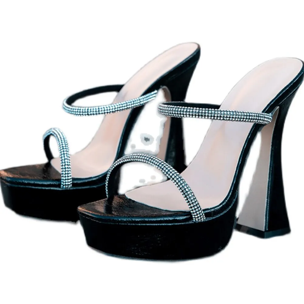 Toleet Thanksgiving Platform Woman Mules Shoes Sandals 2023 Summer Female Pump Slip-On Dropship Super High Heel Sexy Elegant Woman Mules Sandals