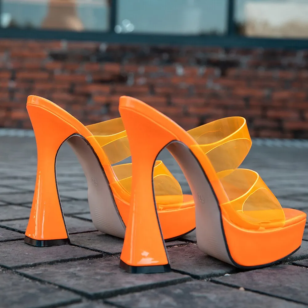 Toleet Thanksgiving Platform Woman Mules Shoes Sandals 2023 Summer Female Pump Slip-On Dropship Super High Heel Sexy Elegant Woman Mules Sandals