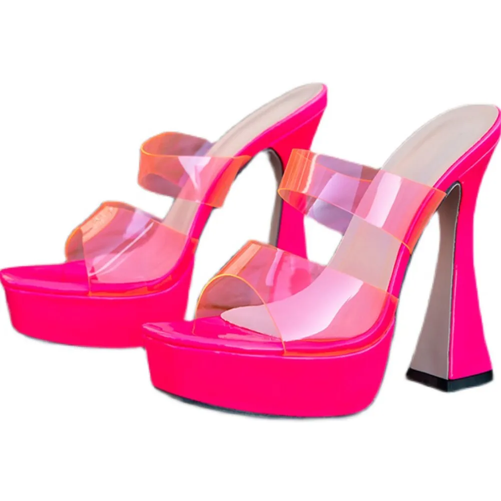 Toleet Thanksgiving Platform Woman Mules Shoes Sandals 2023 Summer Female Pump Slip-On Dropship Super High Heel Sexy Elegant Woman Mules Sandals
