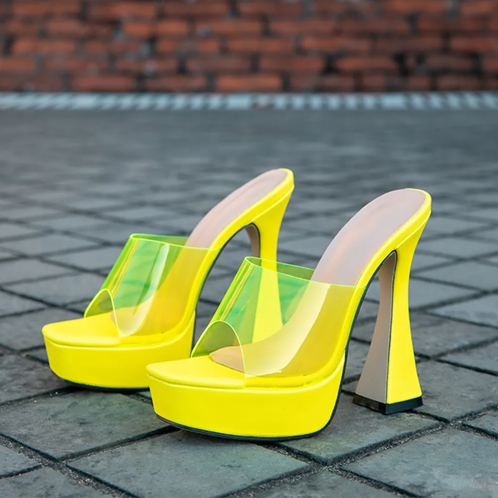 Toleet Thanksgiving Platform Woman Mules Shoes Sandals 2023 Summer Female Pump Slip-On Dropship Super High Heel Sexy Elegant Woman Mules Sandals
