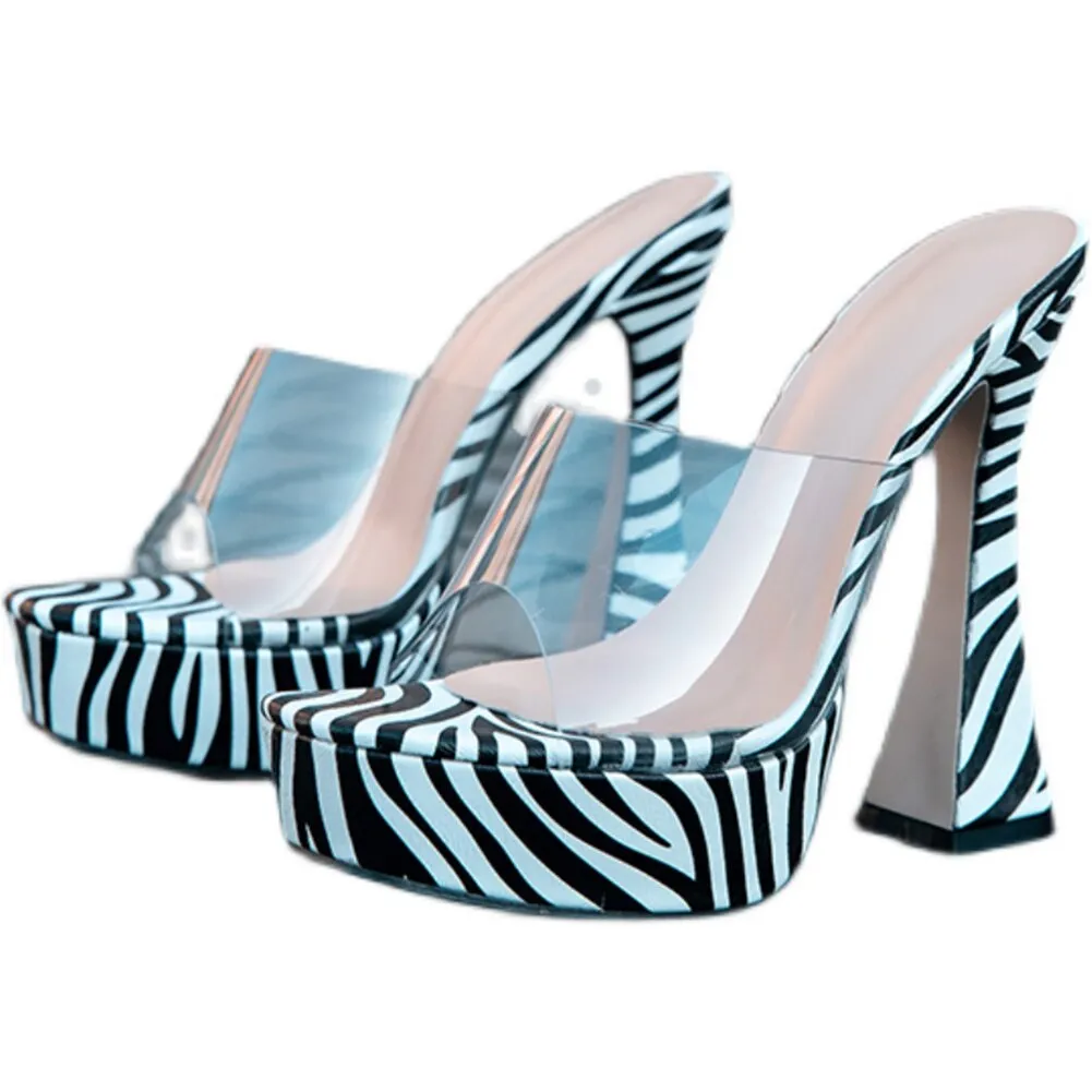 Toleet Thanksgiving Platform Woman Mules Shoes Sandals 2023 Summer Female Pump Slip-On Dropship Super High Heel Sexy Elegant Woman Mules Sandals