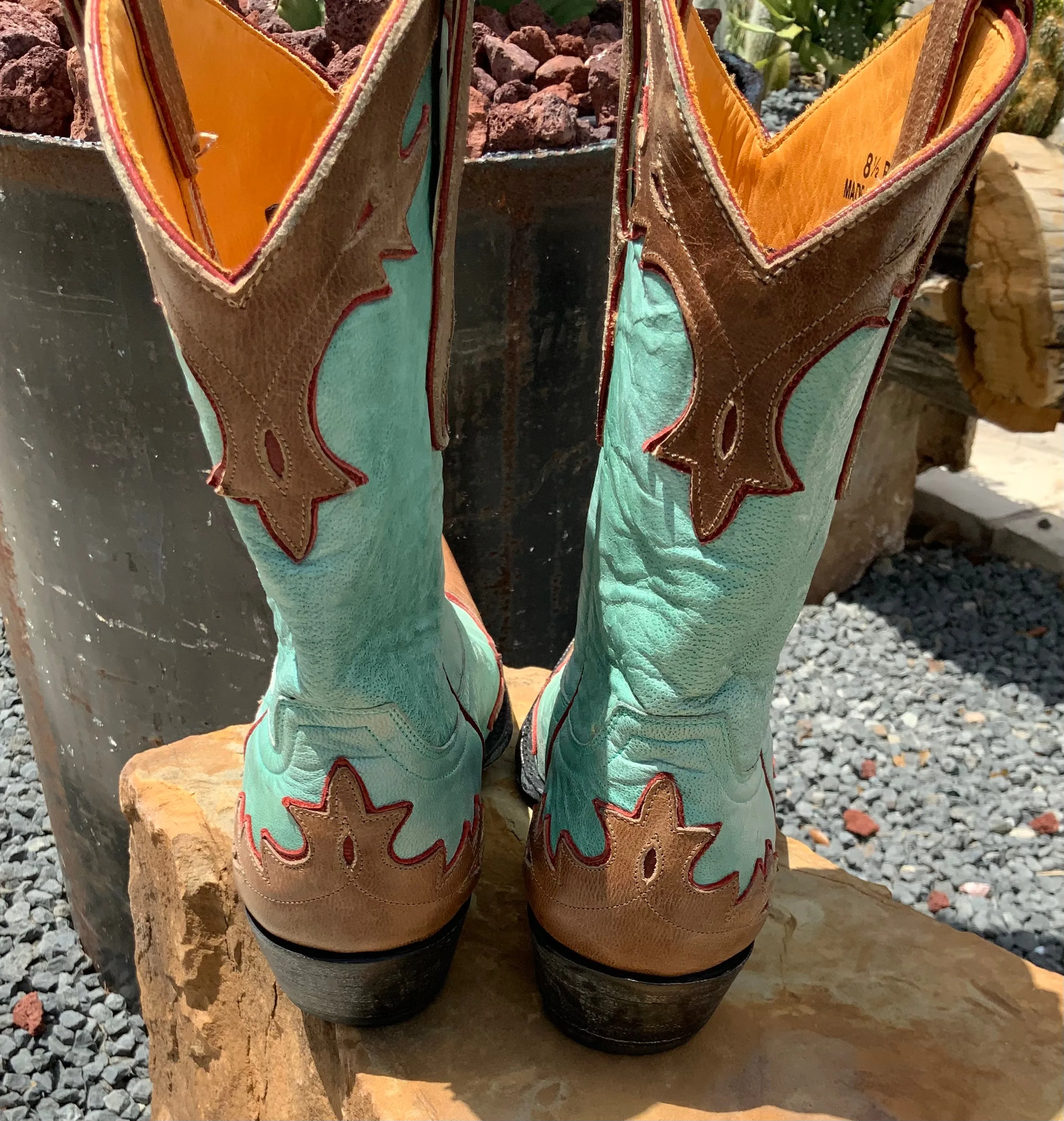 Turquoise and Brown Boots 8.5M EUC