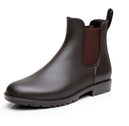 Women ankle short low heel chelsea rain boots