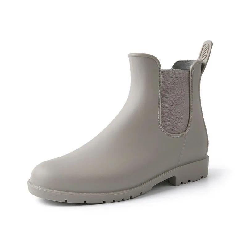 Women ankle short low heel chelsea rain boots