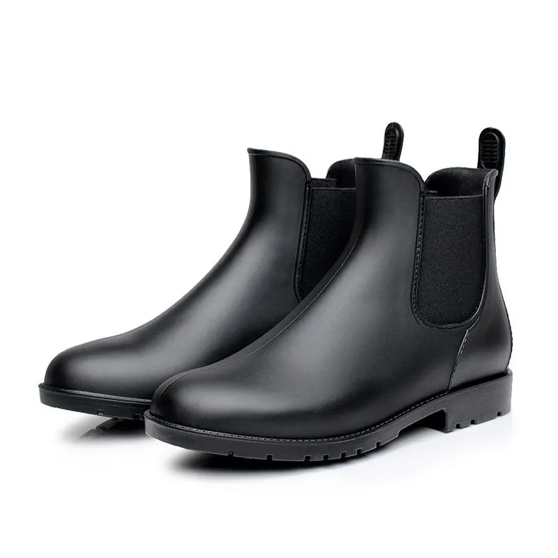 Women ankle short low heel chelsea rain boots