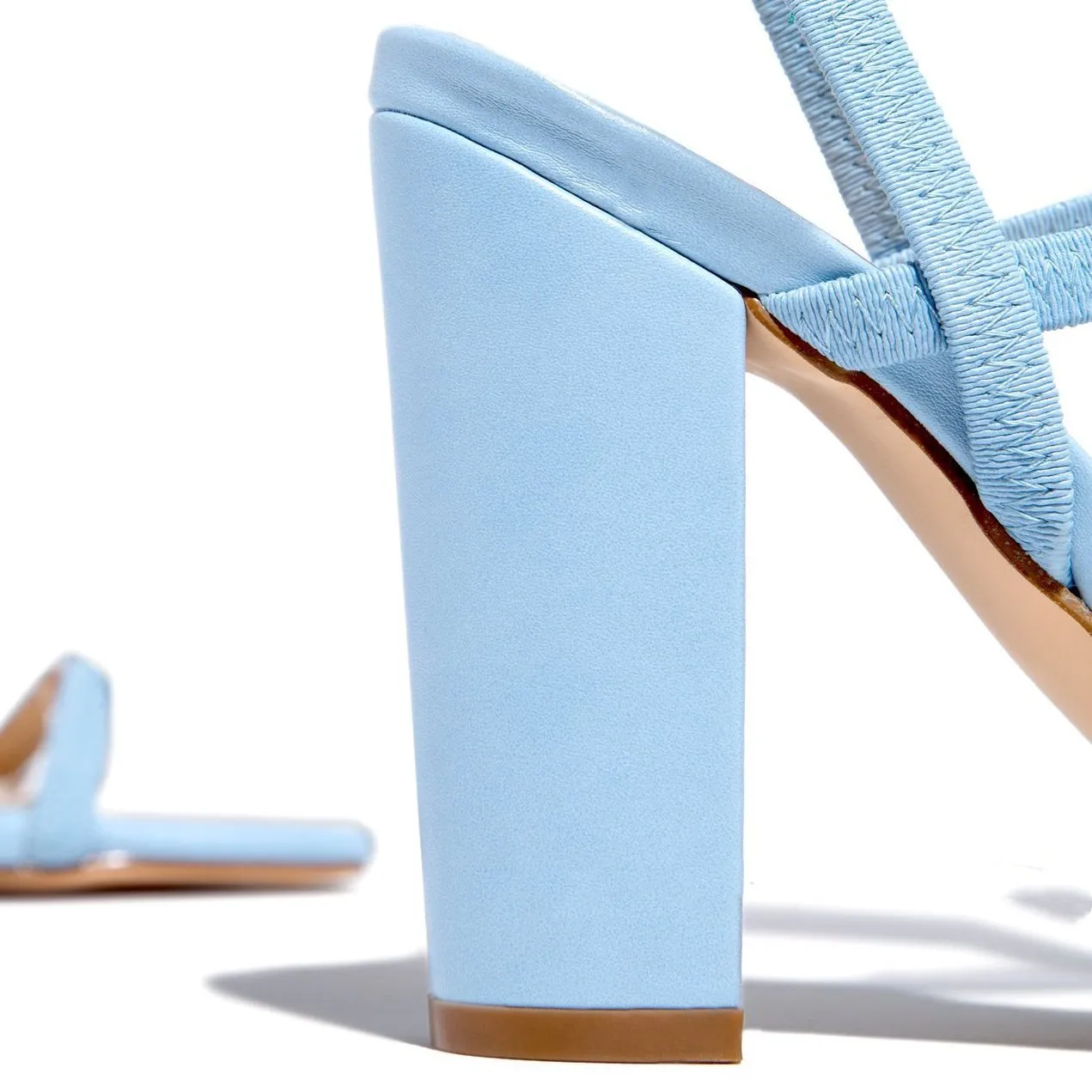 Women square peep toe ankle strap slingback chunky heels