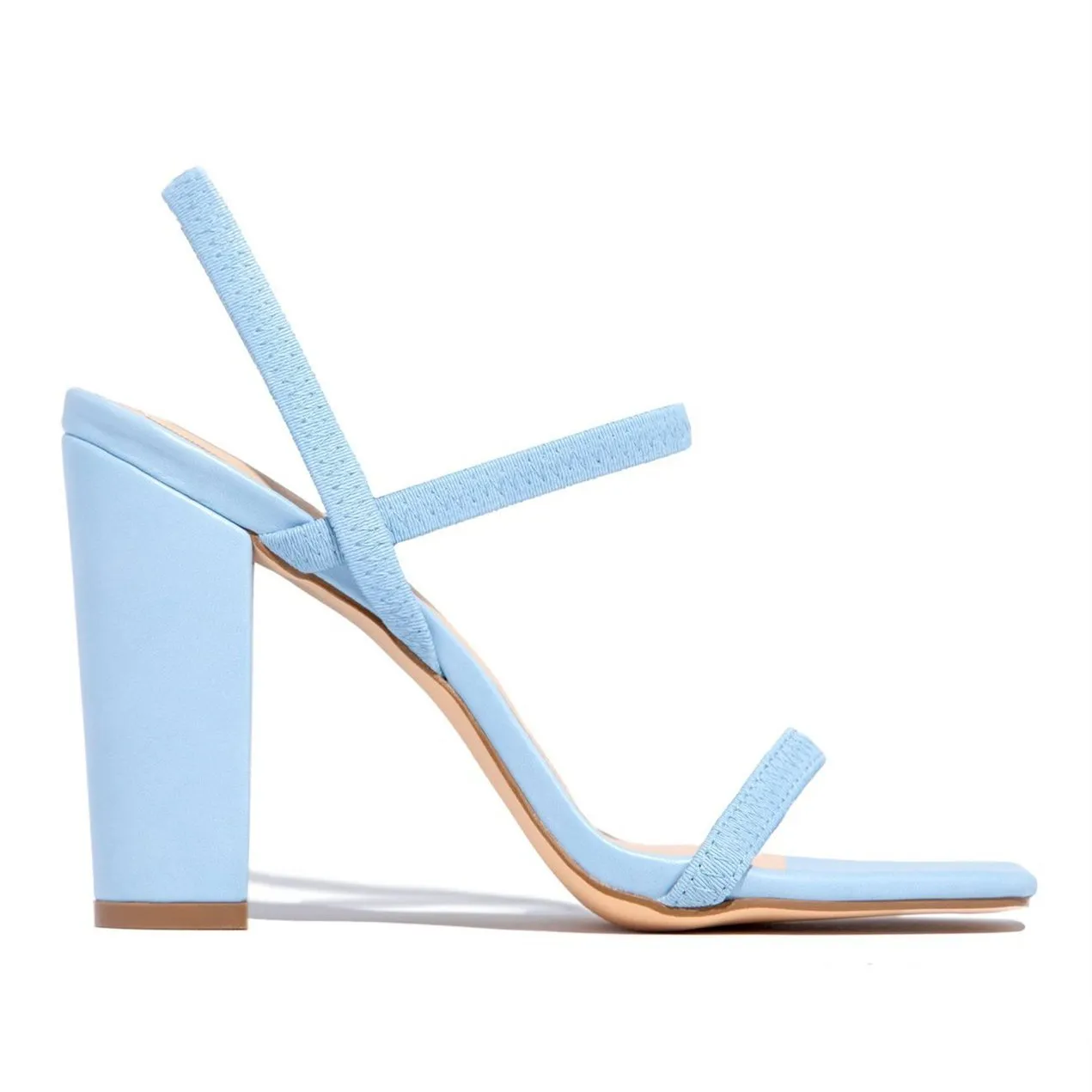 Women square peep toe ankle strap slingback chunky heels