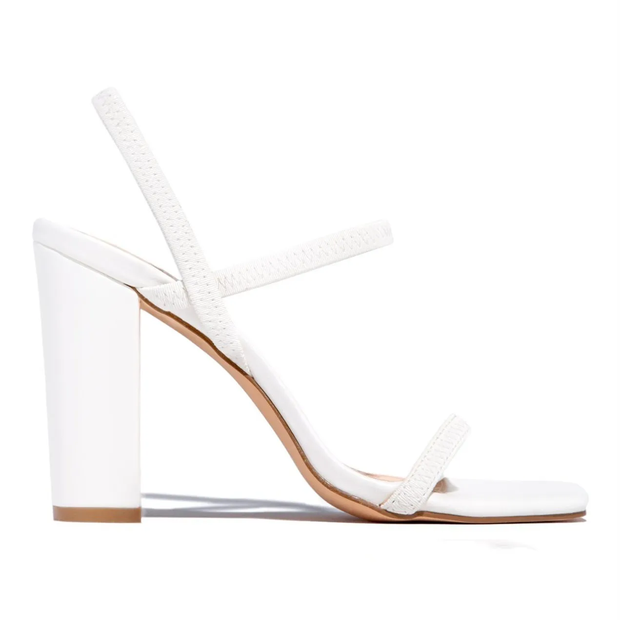 Women square peep toe ankle strap slingback chunky heels
