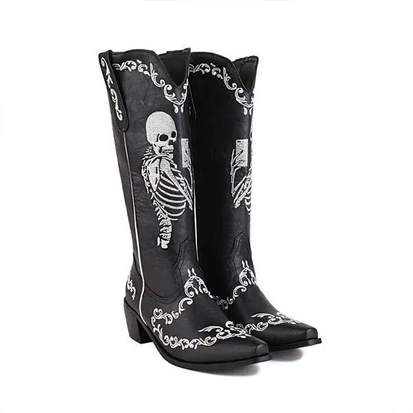 Women'S Embroidered High Block Heel Western Cowboy Boots 70475337C