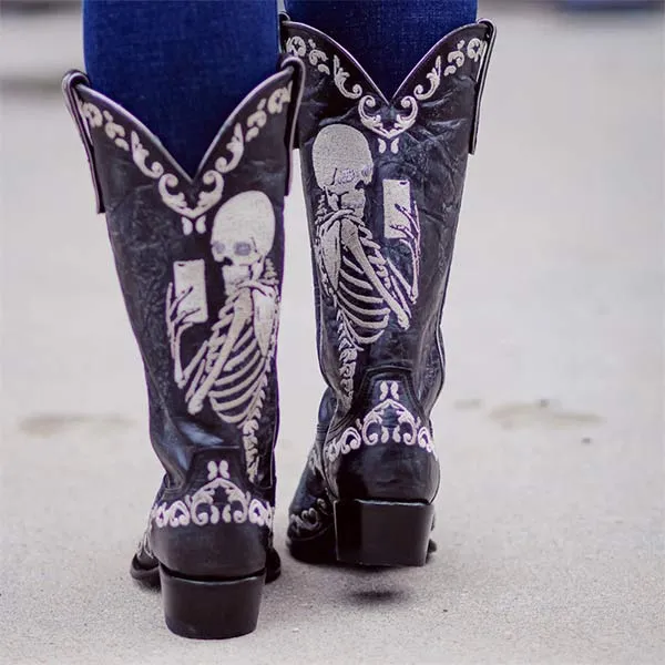 Women'S Embroidered High Block Heel Western Cowboy Boots 70475337C
