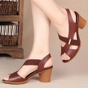 Women'S Fish Mouth Chunky High Heel Sandals 62431885